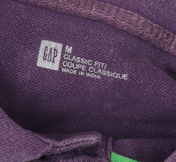 Gap Men's Purple Classic Polo M Cotton Striped