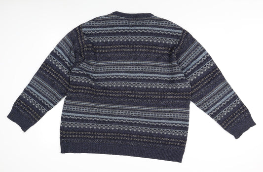 Dunnes Stores Men's Blue Fair Isle Pullover Jumper L