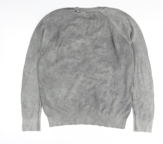 Topman Men's Grey Cotton Pullover Jumper - M, Crew Neck