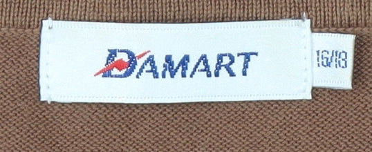 Womens UK Size 16 Damart Brown Basic T-Shirt