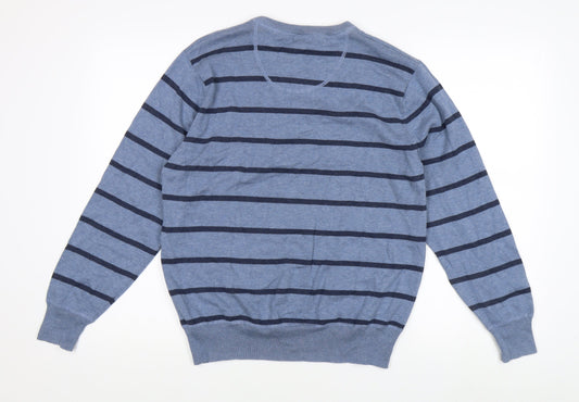 Next Men's Blue Striped Henley Jumper Size L