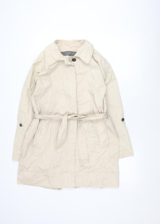 Zara Women's Beige Trench Coat Size 12 Belted Casual