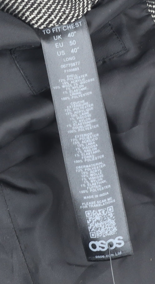 ASOS Men's Grey Herringbone Tweed Blazer 40L