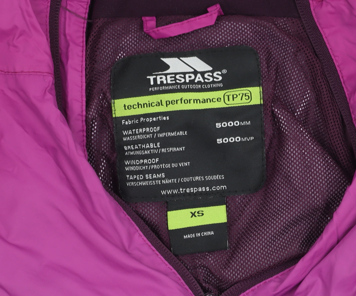 Womens UK Size XS Trespass Pink Rain Coat