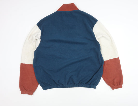 Urban Outfitters Men's Blue-Red Pullover Sweatshirt L