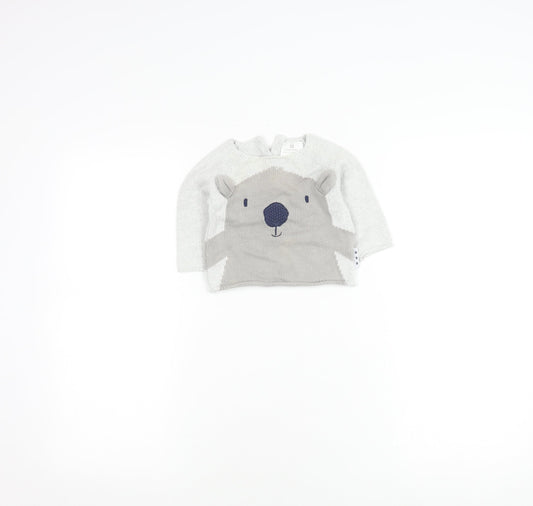 Next Unisex Grey Animal Pullover Jumper 3-6 Months