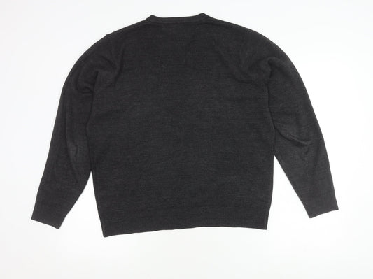 Hutson Harbour Men's Grey V-Neck Pullover Jumper M