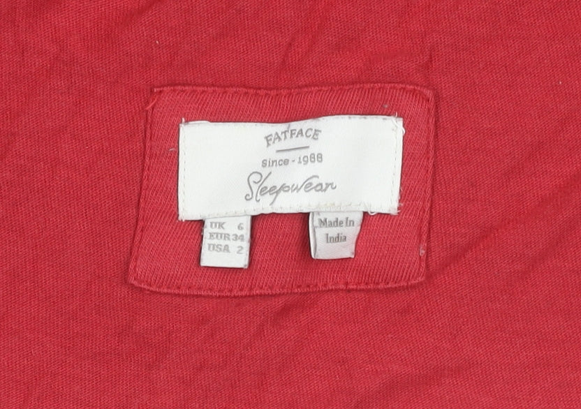FatFace Women's Red V-Neck T-Shirt, Size 6, Casual Look