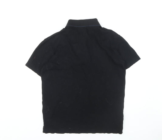 Paul Smith Black Men's Polo Shirt, Size S, Solid Cotton