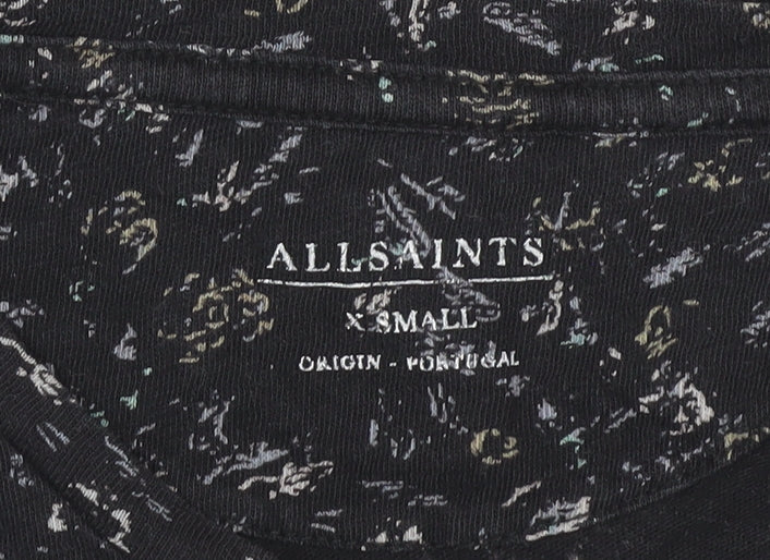 AllSaints Women's Black Floral XS Casual T-Shirt