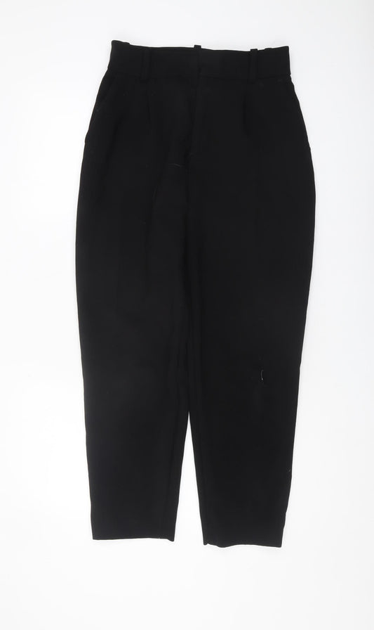 Womens UK Size M Zara Regular Fit Black Trousers