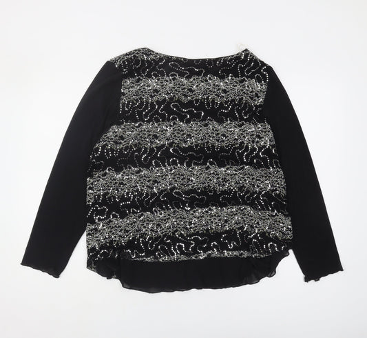 Saloos Women's Black Sequin Blouse - Plus Size 22