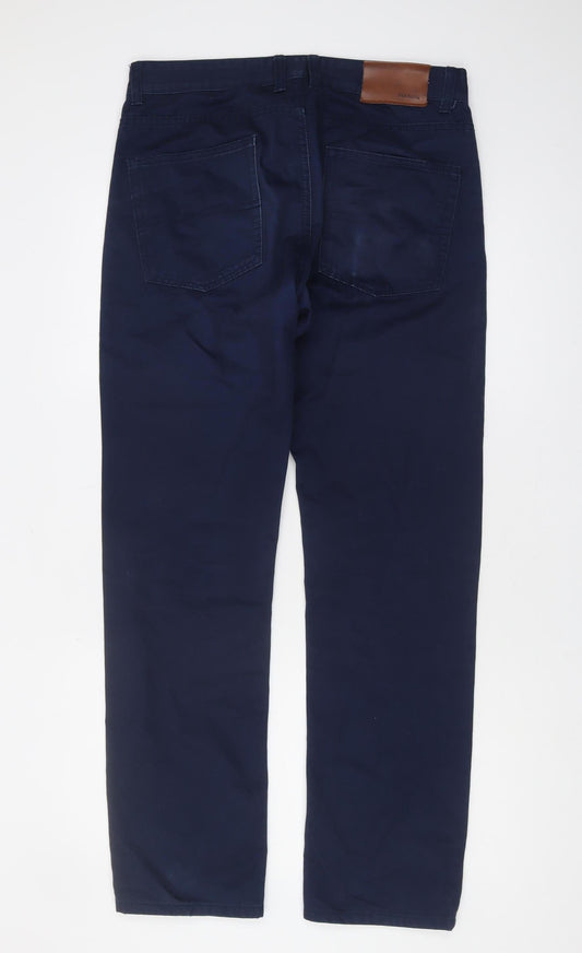 Feralli Men's Blue Regular Fit Cotton Trousers
