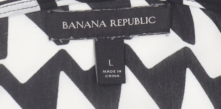 Banana Republic Women's Black Geometric Tank Top L