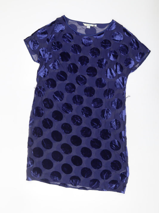 Additional front view of Boden Women's Blue Polka Dot Dress, size 10