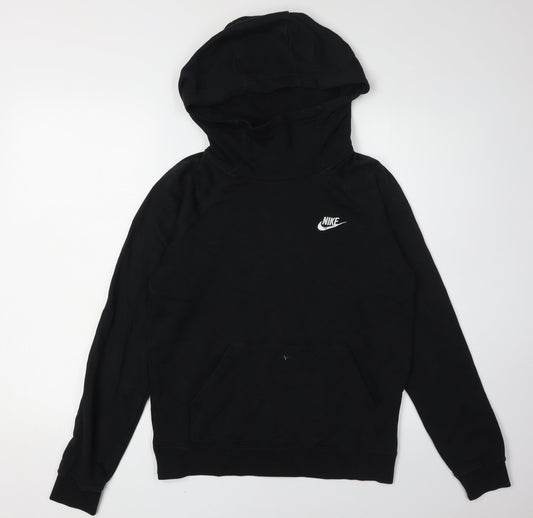 Additional front view of Nike unisex black pullover hoodie, size S