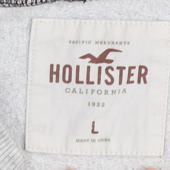Brand and care label for Hollister Grey unisex crew neck sweatshirt l