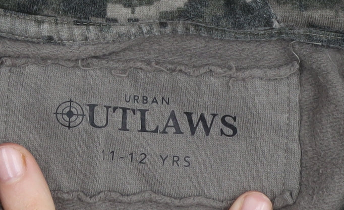 Urban Outlaws Boys Brown Camouflage Hoodie 11-12Y, 1/2 Zip Style