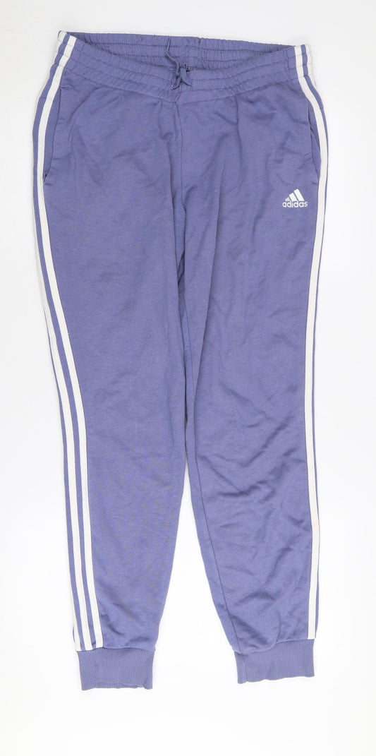 Additional front view of Adidas Women's Blue Joggers M Elastic Waist Side Stripe
