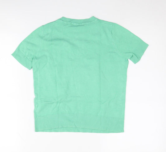 Marks and Spencer Women's Green Crew Neck Jumper Size 8