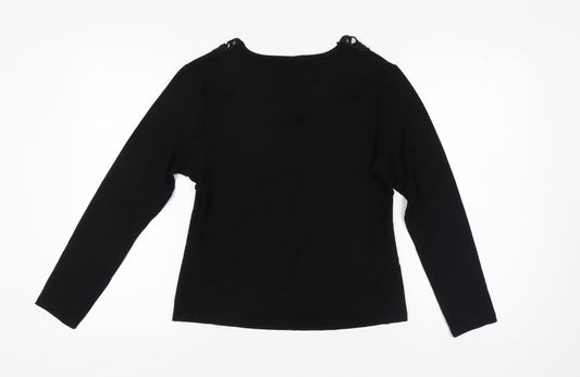 Womens UK Size 4 Karen Scott Black Basic Blouse
