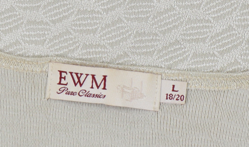 EWM Women's Beige T-Shirt L Round Neck