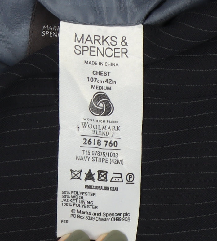 Mens UK Size 42 Marks and Spencer Regular Blue Suit Jacket