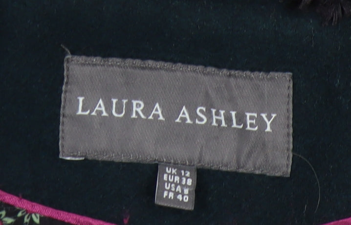 Laura Ashley Women's Green Coat, Size 12, Mid-Length, Buttoned