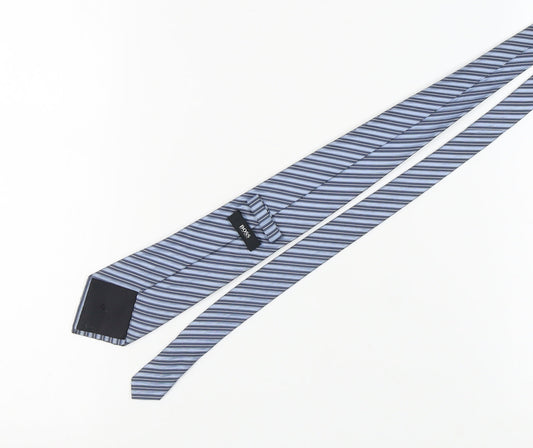Hugo Boss Men's Blue Striped Silk Tie One Size