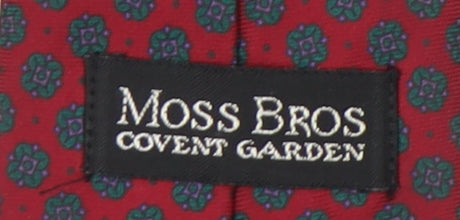 Moss Bros Men's Red Silk Polka Dot Designer Tie
