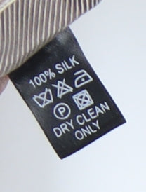 Racing Green Men's Silver Striped Silk Tie, One Size