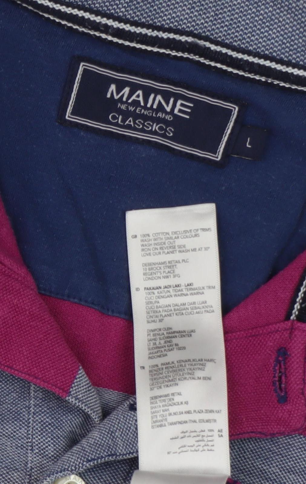 Maine New England Men's Multicoloured Striped Polo L