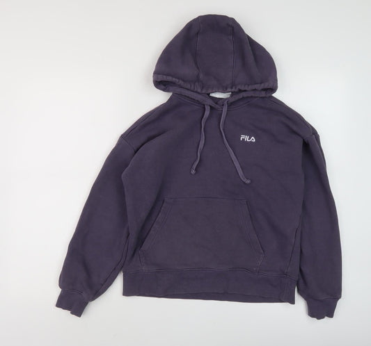Additional front view of Fila unisex adults purple pullover hoodie, size 8
