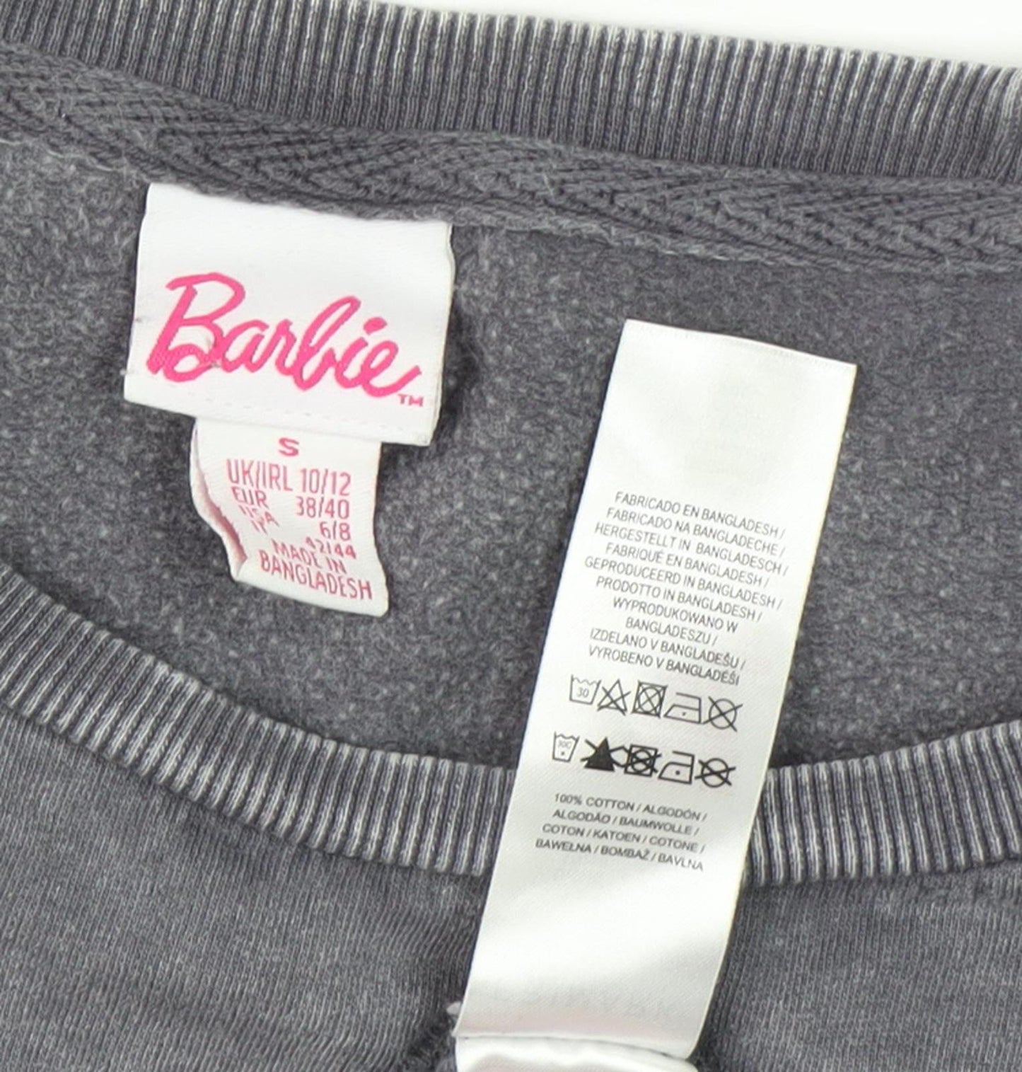Barbie Womens Grey Sweatshirt Size Small