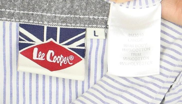 Close-up detail of Lee Cooper Men's Blue Striped Short Sleeve Shirt