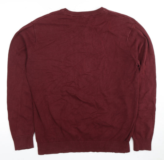 Pierre Cardin Men's Red Knit Pullover Jumper Size L