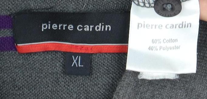 Pierre Cardin Men's Grey Striped Polo Shirt XL