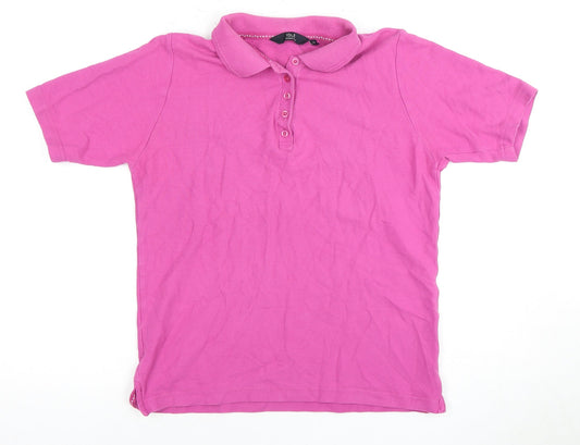 Womens UK Size M ISLE Pink Basic Polo