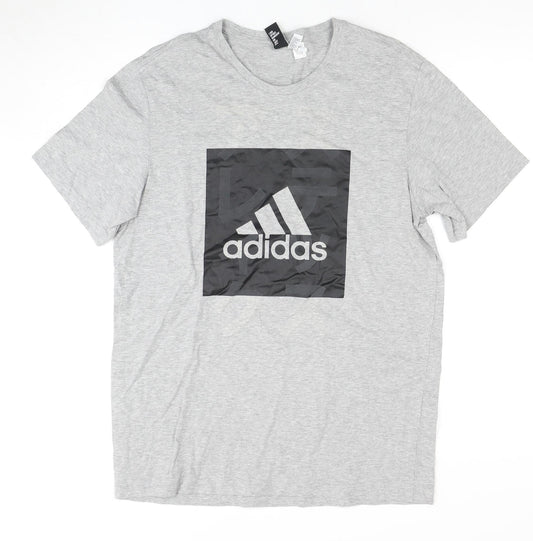 Additional front view of Adidas Men's Grey Logo T-Shirt L - New with Tags