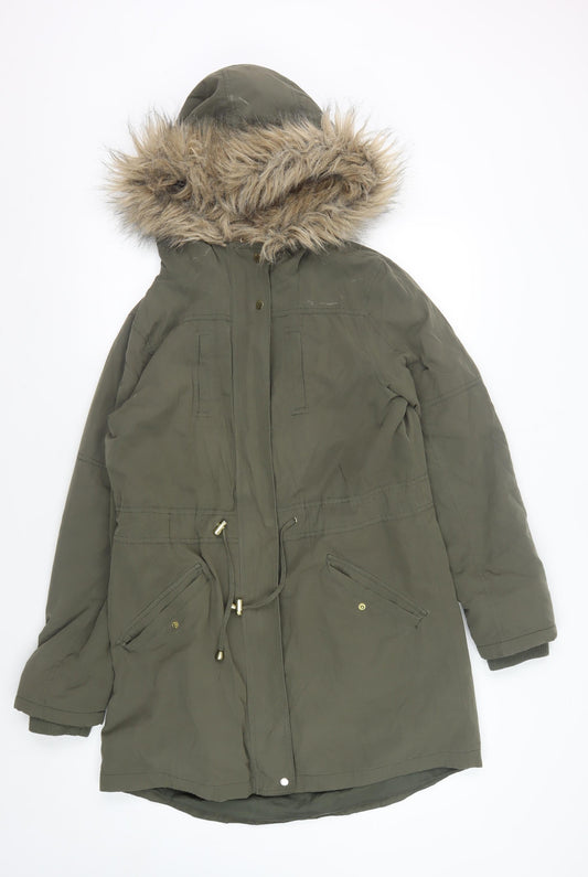 Womens UK Size S Oasis Green Parka Coat
