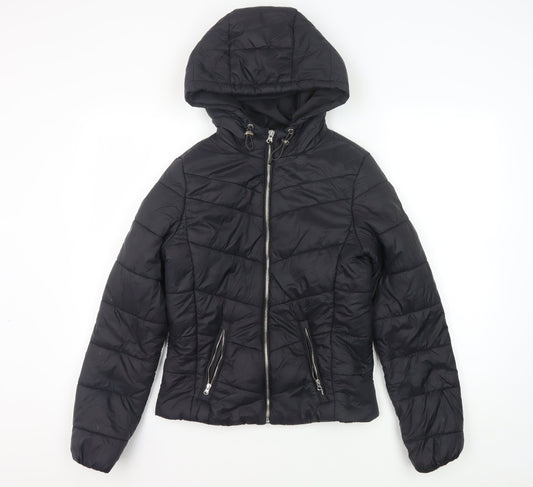 Womens UK Size S Bershka Black Puffer Jacket