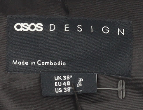 ASOS DESIGN Men's Grey Blazer 38 Regular Herringbone