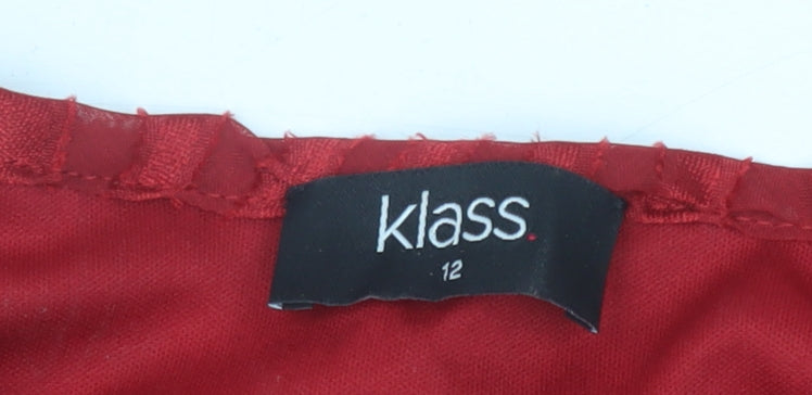 Klass Women's Red Long Sleeve Dress, Size 12