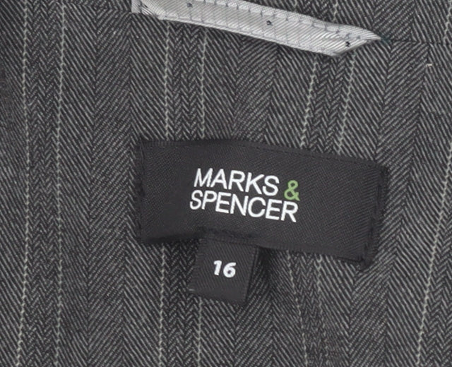 Marks and Spencer Grey Pinstripe Women's Blazer Size 16