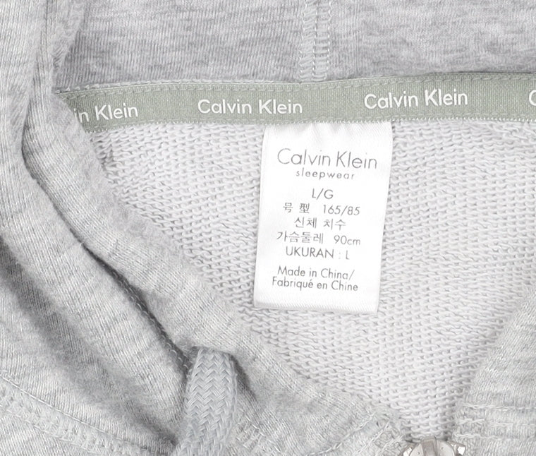 Womens UK Size L Calvin Klein Grey Full Zip Hoodie