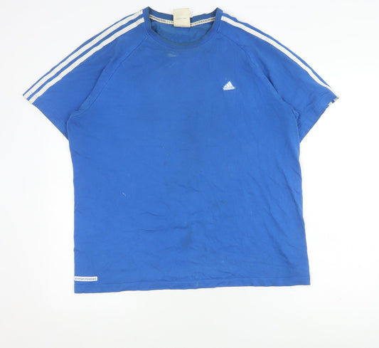 Additional front view of Adidas Men's Blue T-Shirt Large Crew Neck Cotton