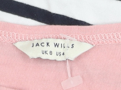 Jack Wills Women's Pink White Stripe T-Shirt Size 8