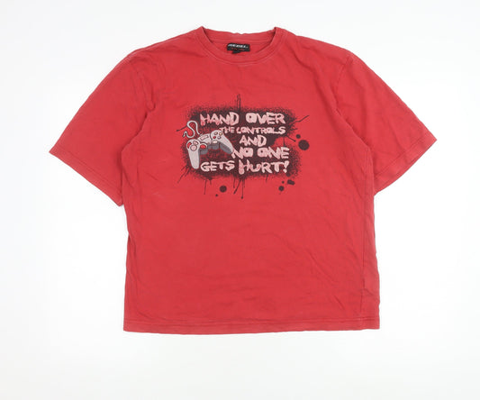Additional front view of Rebel Red Teen Gaming Graphic Cotton T-Shirt, size 13