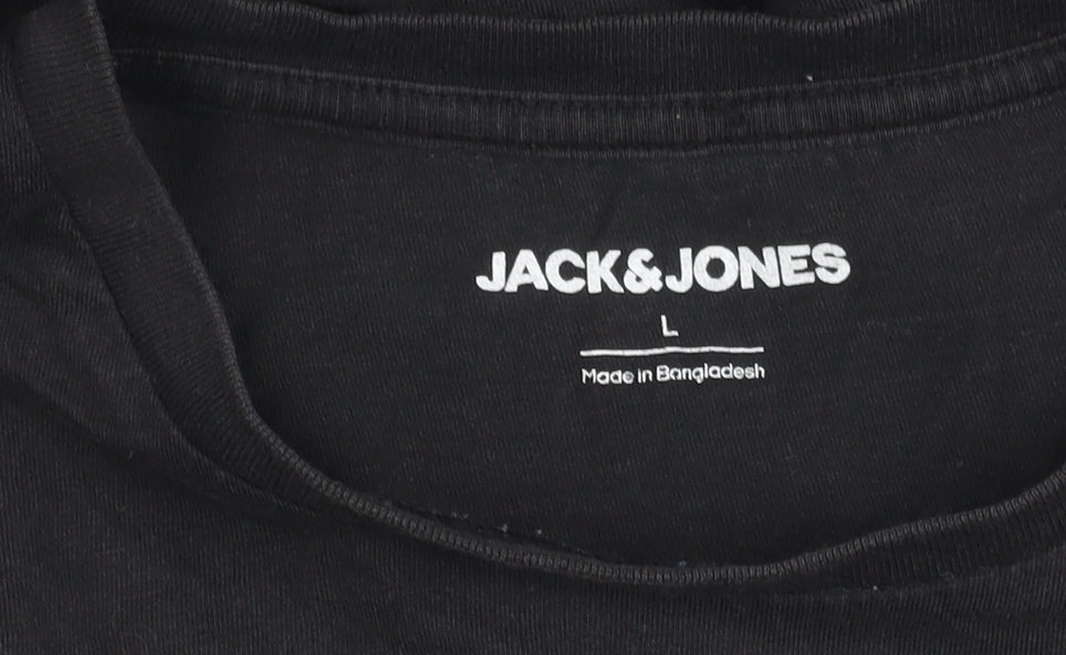 Mens UK Size L JACK & JONES Black T-Shirt