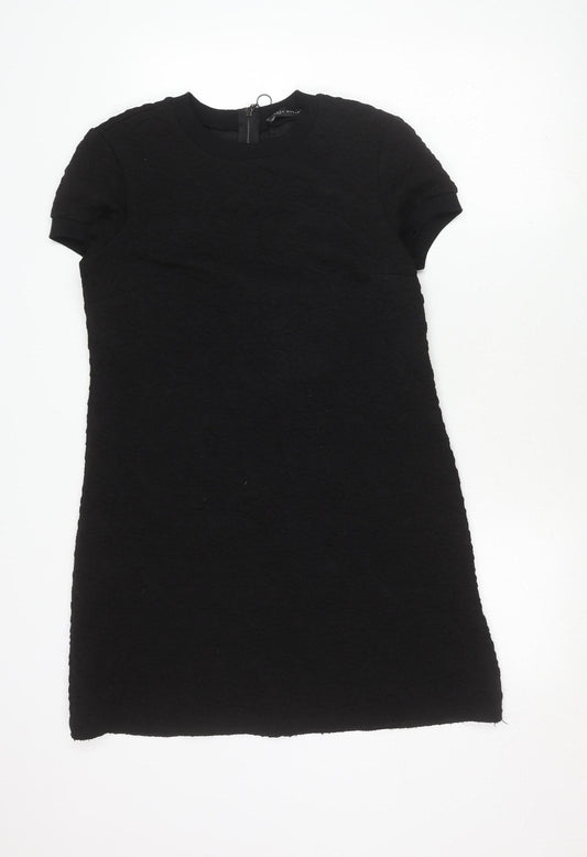 Additional front view of Zara Woman Black Shift Dress, size 12, Elegant Style